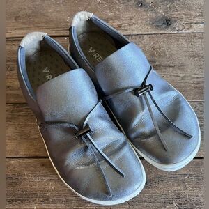 Vivobarefoot RA slip on. Grey Metallic Leather. Ladies size 40.